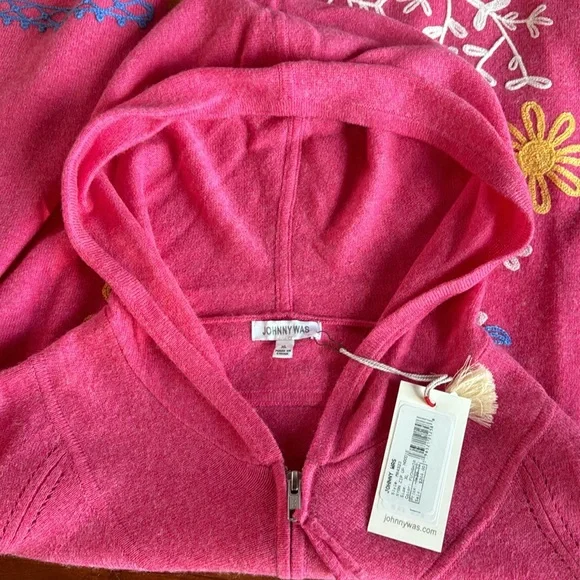 Johnny Was Ryan Zip Up Hoodie in Fuchsia XL NWT - Picture 7 of 13